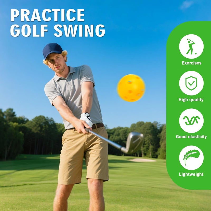 Bac-kitchen Plastic Golf Balls Practice Limited Flight Golf Training Ball Hollow Swing Practice Indoor Golf Balls with Mesh Drawstring Bag for Backyard Driving Range or Outdoor - Image 4